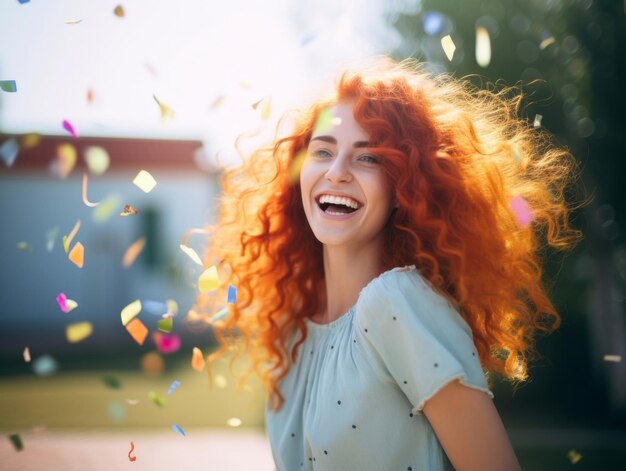 写真 美しい人生を祝う幸せな女性