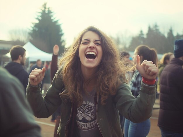 Happy woman celebrating a beautiful life