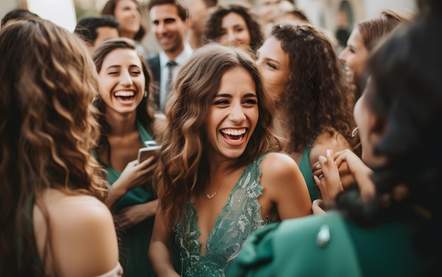 Happy woman friend at wedding day with the bride