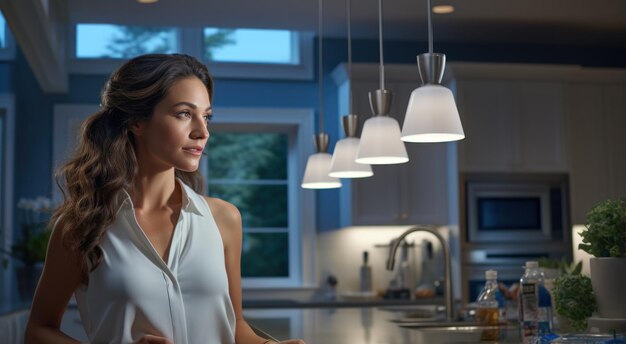 Happy woman in a modern kitchen