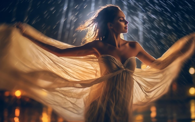 happy woman in rain