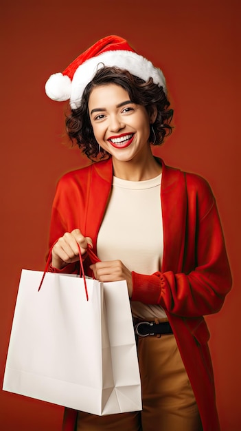 Happy woman shopping in Christmas