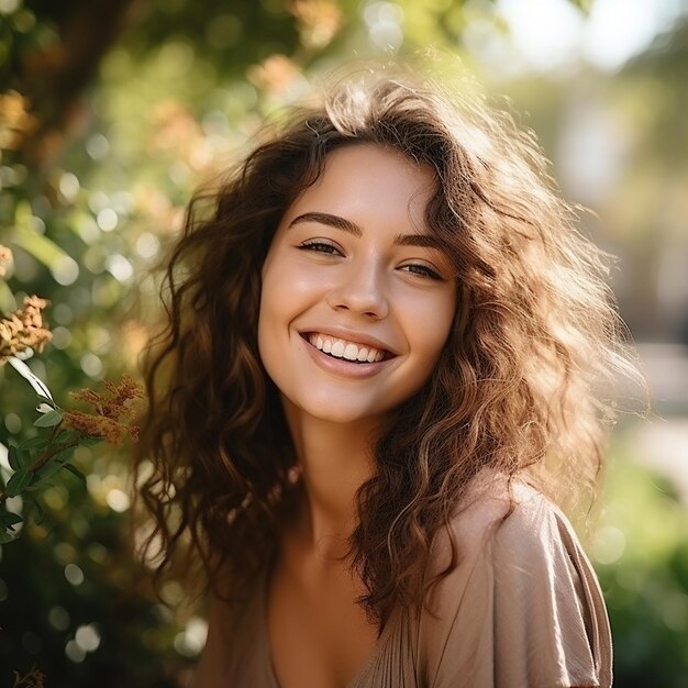 Happy Woman Smiling Side Portrait