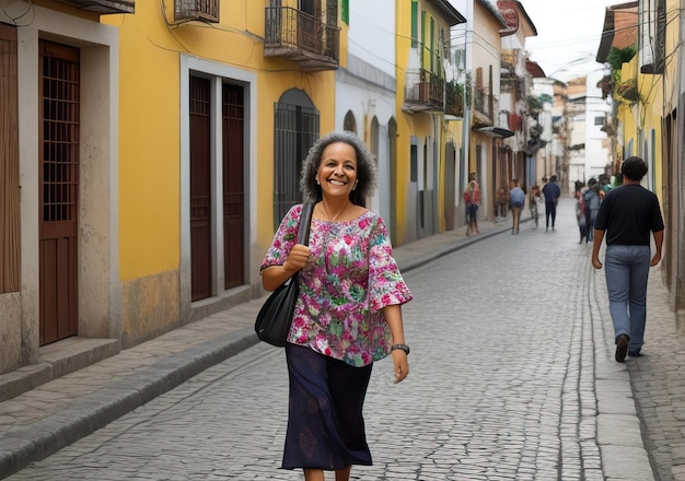 Happy woman on the street