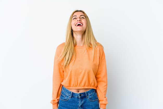 Happy woman in studio