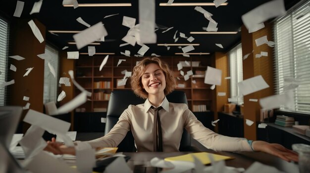 A Happy Woman Thriving in the Office Environment