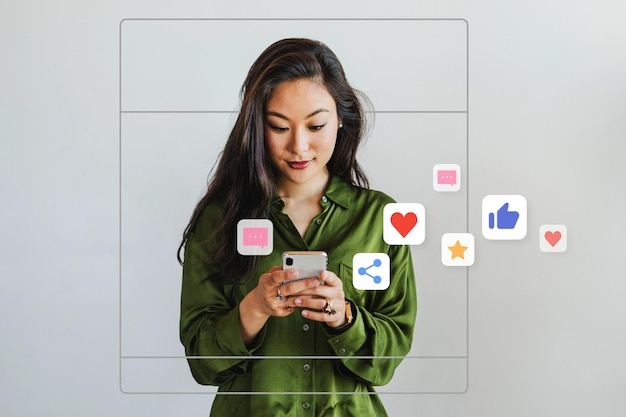 Happy woman using a mobile phone