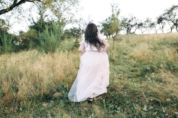 Happy woman walking outdoor