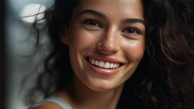 happy woman with clean teeth