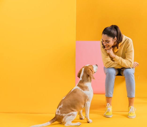 Happy woman with a dog