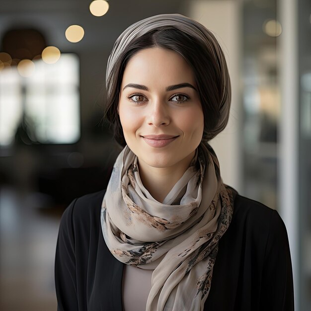 Happy woman with a fashionable look and a warm smile