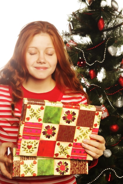 Happy woman with gift box