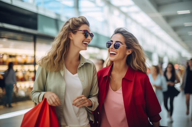 Photo happy womans holding bags