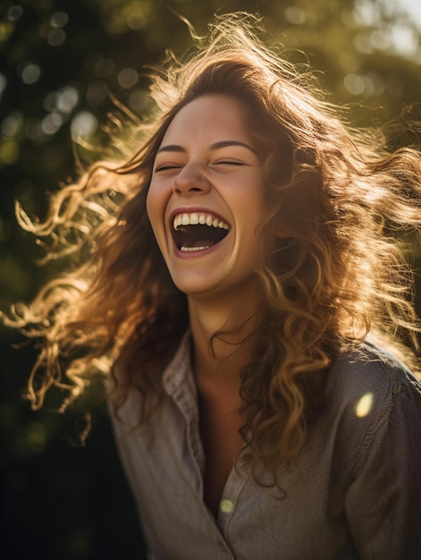 Foto sorriso felice della donna ai generativa