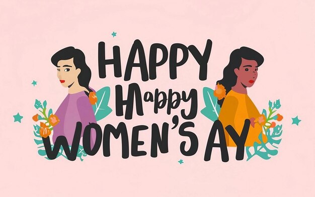 Happy women day text and womens image