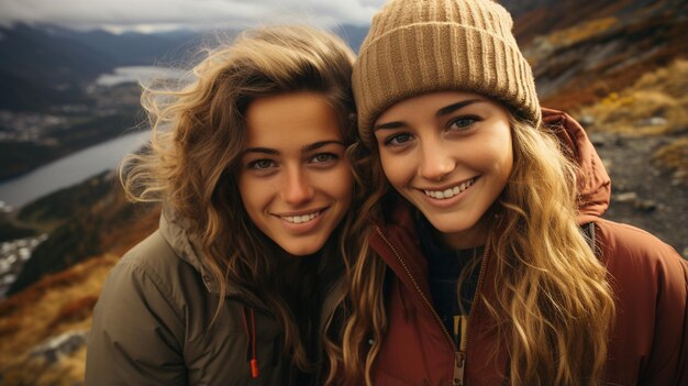 happy women in mountains iceland