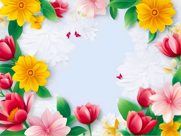 Happy womens day background design with colorful flowers