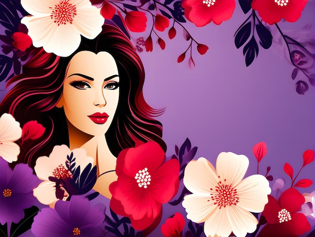 Happy womens day background design with colorful flowers