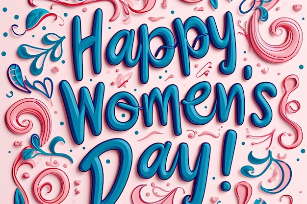 Photo a happy womens day card with a pink background