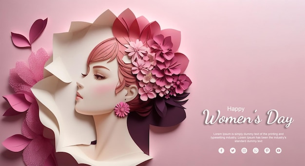 Photo happy womens day floral background with silhouette