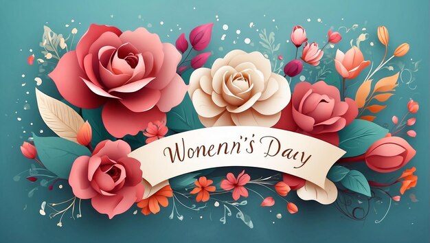 Happy Womens Day floral illustration with flower