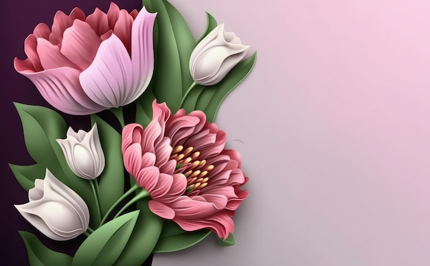 happy womens day flower decoration background Mother's day greeting design with beautiful blossom