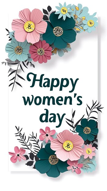 Photo happy womens day greeting card with flowers