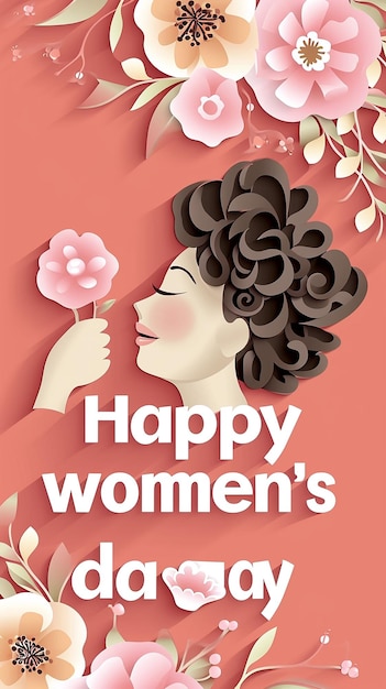 Happy womens day greeting card with flowers