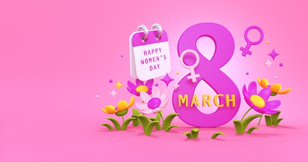 幸せな女性の日 イラスト 3Dレンダリング