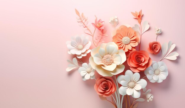3月8日 母の日 花の花束 プラスチックの花束 3Dの春の花束 リサイクル可能なゴミのコンセプトで作られた花束