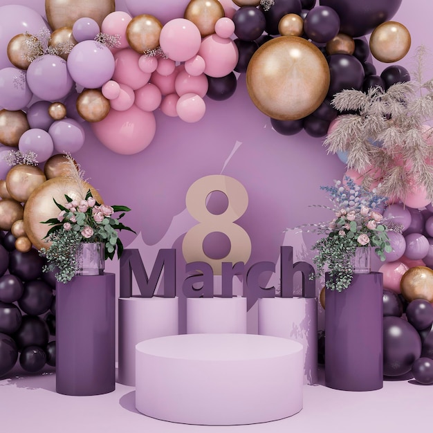 Happy Womens day podium mockup