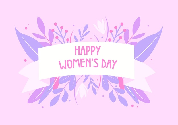 happy womens day postcard concept in flat cartoon design this illustration shows a pretty greeting