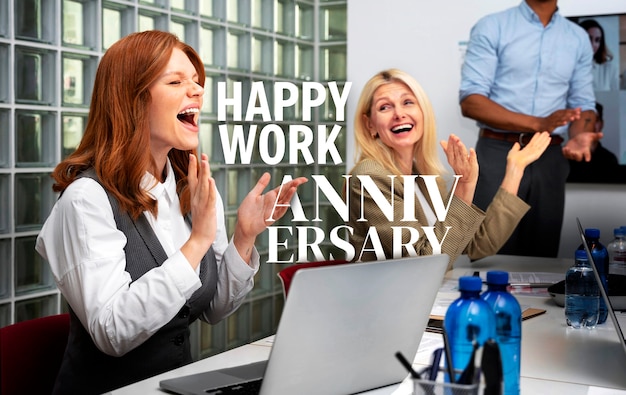 Foto buon anniversario di lavoro collage