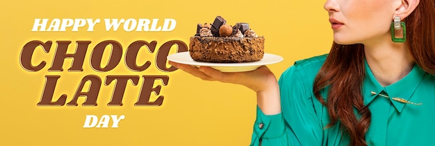 Photo happy world chocolate day collage design