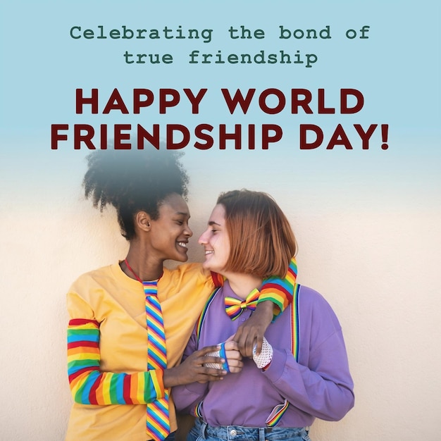 Foto happy world frinedship day una carta del giorno dell'amicizia