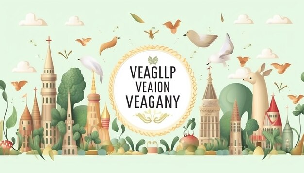 Happy world vegan day greeting card or banner