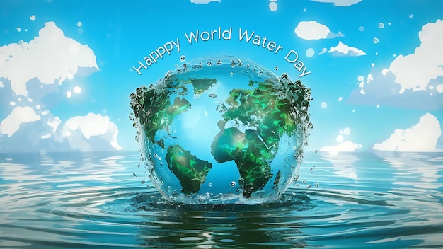 Photo happy world water day background 22 march