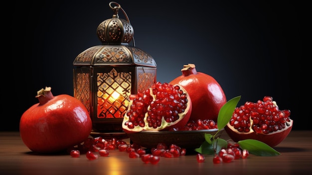 Photo happy yalda night winter solstice festival the birth of the sun or the moon copyspace background for text grapes pomegranate watermelon