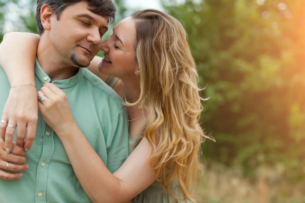 Happy Young adult Couple enjoying a walking outdoor