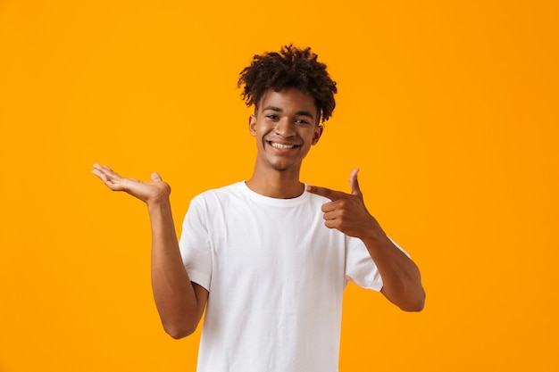 Happy young african man in t-shirt