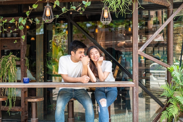 Happy young Asian couple in love