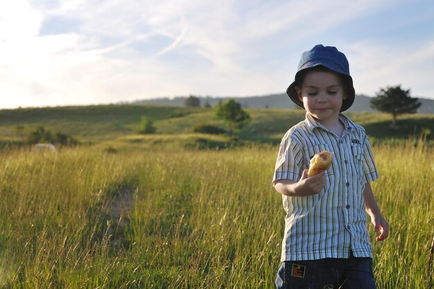 happy young boy child outdoor portrait