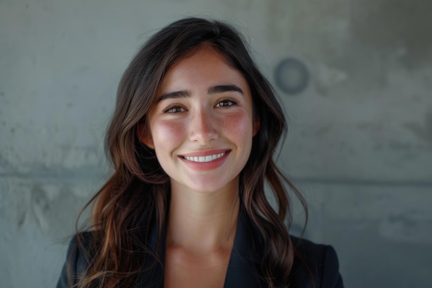 happy young brunette businesswoman