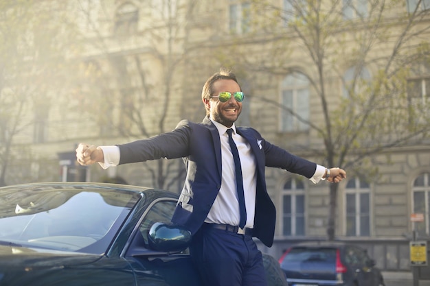 Happy young businessman