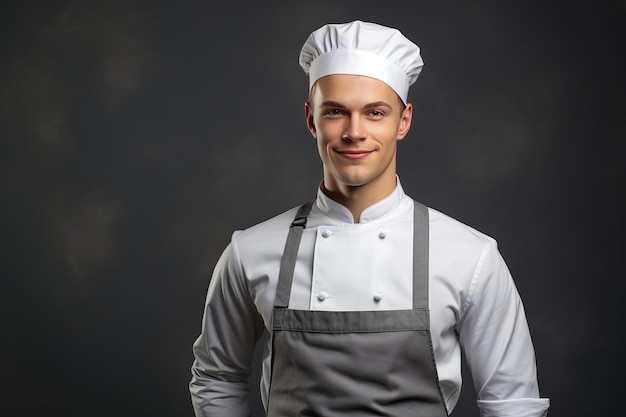 Happy young chef posing in uniform