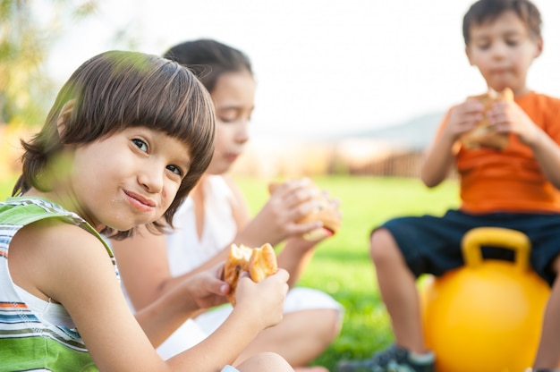 Happy young children enjoying trip