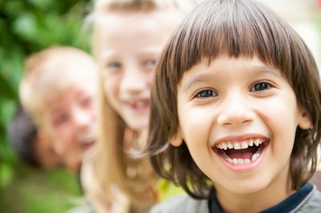 Happy young children enjoying trip