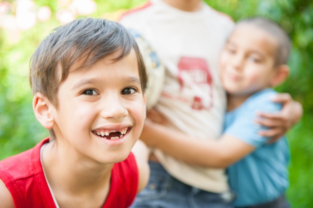 Happy young children enjoying trip