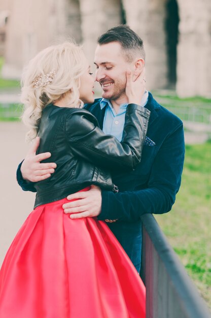 Happy young couple during holiday in Rome, Italy