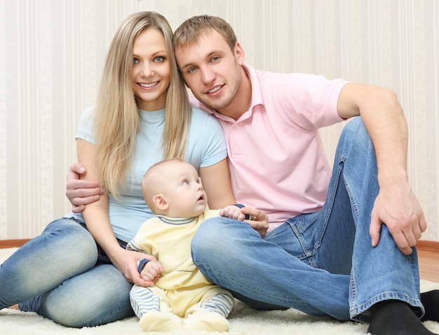 A happy young couple  at home